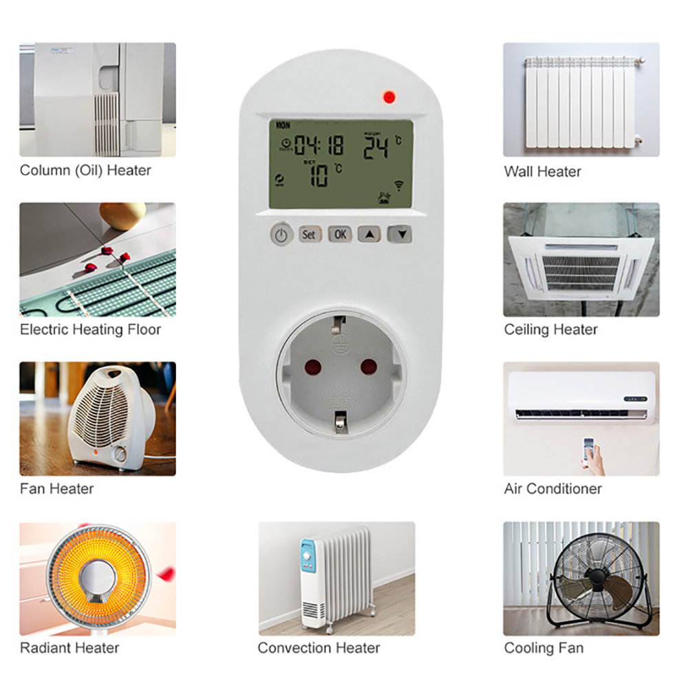 WIFI Intelligent Temperature Controller_Heating Thermostat_Plug Type Electric Heating LCD Thermostat RSH-HY02