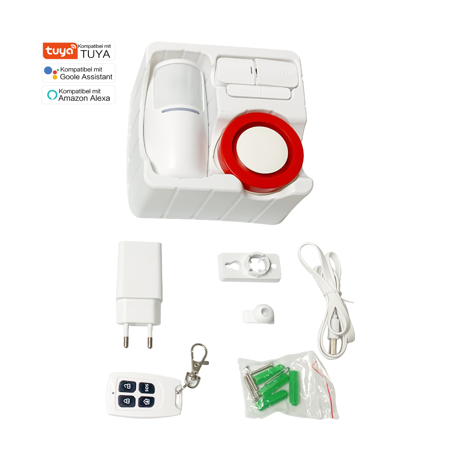 Raynon Kit de base de sistema de seguridad WiFi para el hogar, alarma, sensor de puerta, sensor PIR, control remoto WIFI Smart SIREN USER MANUAL H1
