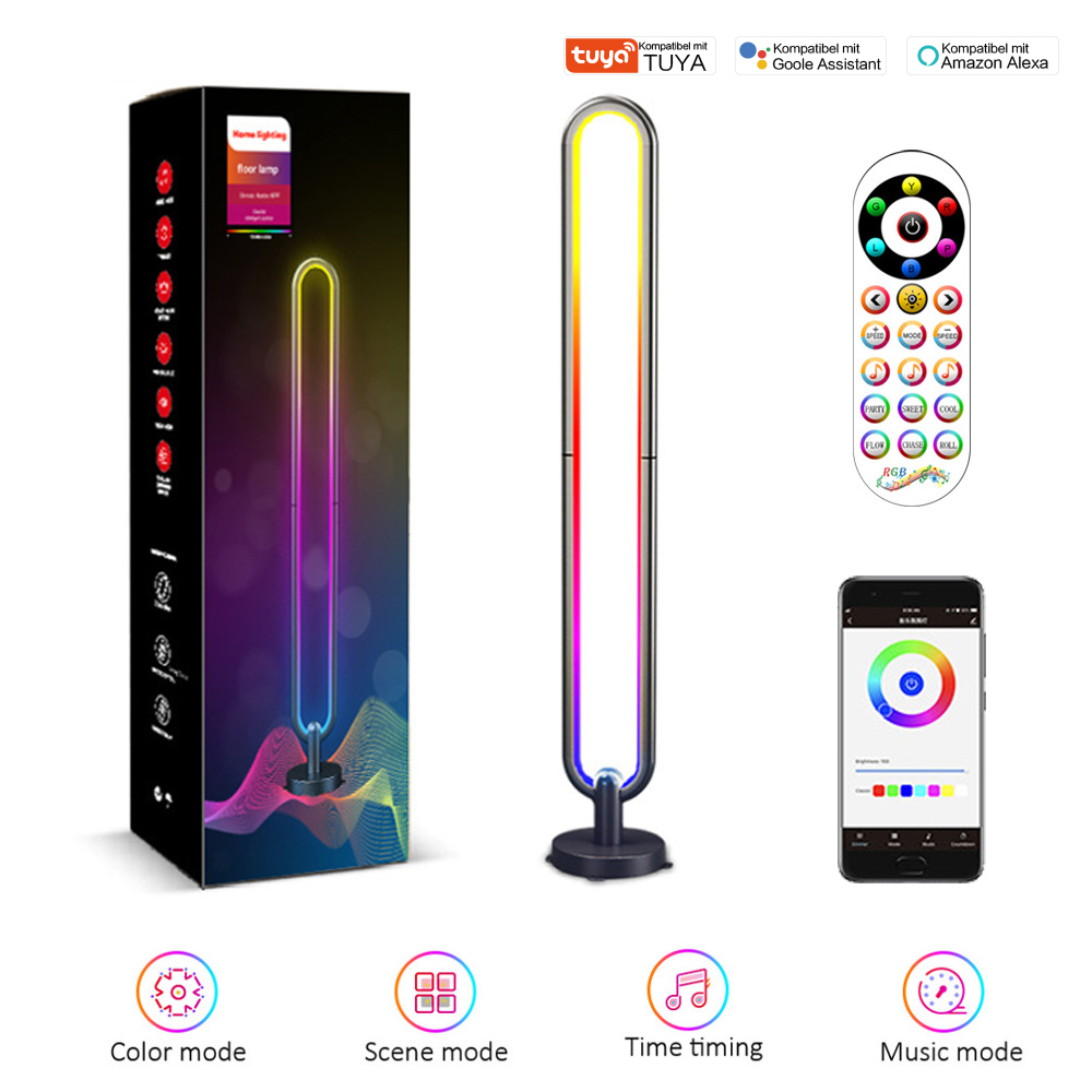 Symphony RGB Boden bunte Lichter Ring Wohnzimmer Schlafzimmer Tanzraum Atmosphäre Licht Smart Graffiti U-förmige Stehlampe RSH-FL003