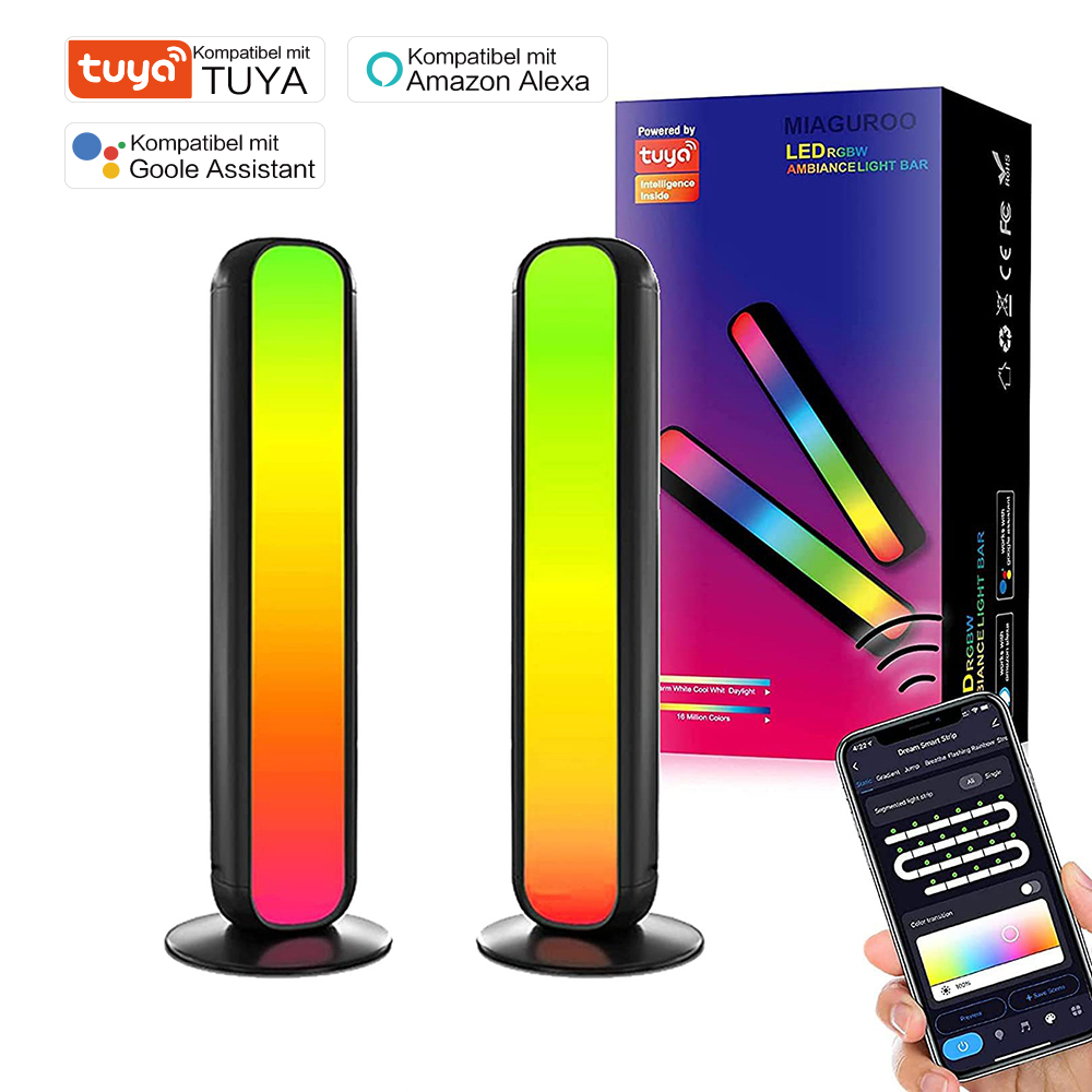 Smart LED Lightbar, RGB Gaming Lampe, Ambient Light TV Retrofit, Backlight Sync mit Musik und steuerbare RGB Play Light Bar Ambient Lamp, für Gaming, Filme, PC, TV, Raumdeko, 2 Stück RSH-FL005