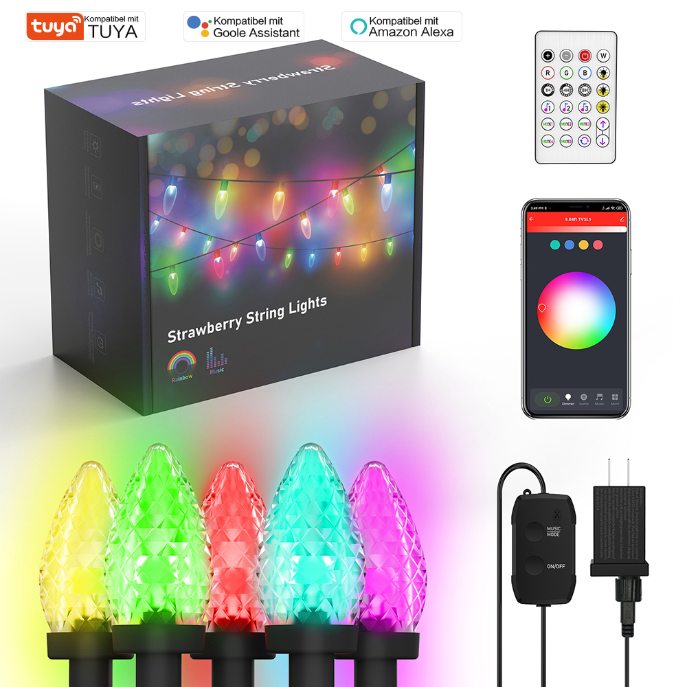 LED String Lights Outdoor Garden Christmas Decoration String Lights LED Bulb Crystal Smart String Lights RSH-Staw001